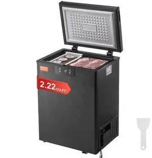 VEVOR Chest Freezer, 2.22 Cu.ft / 63 L Compact Deep Freezer, Free Standing Top Open Door Chest Freezers with 2 Removable Baskets & Adjustable Thermostat, Energy Saving & Low Noise, Black VEVOR Chest Freezer, 2.22 Cu.ft / 63 L Compact Deep Freezer, Free Standing Top Open Door Chest Freezers with 2 Removable Baskets & Adjustable Thermostat, Energy Saving & Low Noise, Black