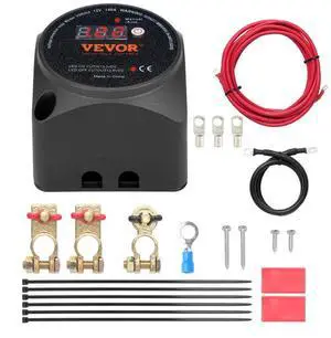 VEVOR Dual Battery Isolator Kit, 12V 140Amp, Manual and Auto Modes VSR Voltage Sensitive Relay with LCD Screen, Smart Battery Isolator for ATV UTV RV Camper Off-Road Vehicle Caravan Truck Boat Yacht