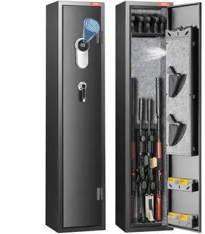 VEVOR  5 Rifles Gun Safe, Rifle Safe with Fingerprint Lock, Quick Access Gun Storage Cabinet for Shotguns with Removable Shelf, Pistol Rack, Ammo Storage Box for Home Long Gun and Pistols