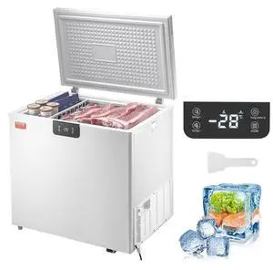 VEVOR  Chest Freezer, 7 Cu.ft / 198 L Compact Deep Freezer, Free Standing Top Open Door Compact Freezers with 2 Removable Baskets & Adjustable Thermostat, Energy Saving & Low Noise, White