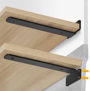 VEVOR Shelf Bracket, 8L x 4W x 1.6H 6 Pcs, Heavy Duty Floating Shelf Brackets, Brackets for Shelves, 5mm Thick Matte Black L Shelf Bracket,Steel Shelving Brackets with 160 lbs Load Capacity