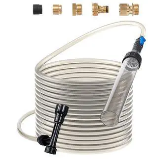 VEVOR Aquarium Vacuum Gravel Cleaner, 33 ft PVC Hose Fish Tank Vacuum Gravel Cleaner, Siphon Fish Tank Cleaner Vacuum, 3 Types of Brass Adapters, for Fish Tank Cleaning Gravel & Sand