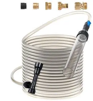 VEVOR Aquarium Vacuum Gravel Cleaner, 50 ft PVC Hose Fish Tank Vacuum Gravel Cleaner, Siphon Fish Tank Cleaner Vacuum, 3 Types of Brass Adapters, for Fish Tank Cleaning Gravel & Sand