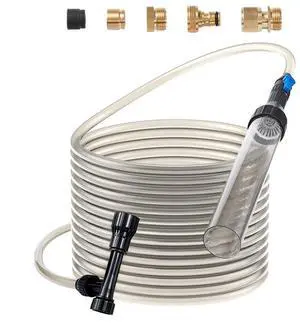 VEVOR Aquarium Vacuum Gravel Cleaner, 25 ft PVC Hose Fish Tank Vacuum Gravel Cleaner, Siphon Fish Tank Cleaner Vacuum, 3 Types of Brass Adapters, for Fish Tank Cleaning Gravel & Sand