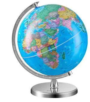 VEVOR Rotating World Globe with Stand, 8 in/203.2 mm, Educational Geographic Globe with Precise Time Zone ABS Material, 360° Spinning Globe for Kids Children Learning Classroom Geography Education