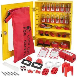 VEVOR Electrical Lockout Tagout Kit, 59 PCS Safety Lockout Tagout Station With Padlocks, Hasps, Tags, Ties, Plug Lockout, Circuit Breaker Lockouts, Valve Lockouts, Cable Lockout, Lockout Bag, Box VEVOR Electrical Lockout Tagout Kit, 59 PCS Safety Lockout Tagout Station With Padlocks, Hasps, Tags, Ties, Plug Lockout, Circuit Breaker Lockouts, Valve Lockouts, Cable Lockout, Lockout Bag, Box