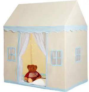VEVOR Kids Play Tent, Kids Tent for Kids 1-5 Years Old, Toddler Tent with Mat and Tent Lamp, Tent for Kids with Windows for Indoor and Outdoor, Play House Castle Tent for Boys and Girls, Beige