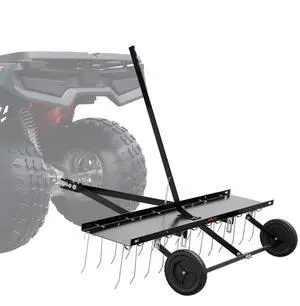 VEVOR Tow Behind Dethatcher, 48-inch Tow Dethatcher with 24 Spring Steel Tines, Lawn Dethatcher Rake for ATV or Mower, Tow Behind Lawn Rake with Lift Handle for Garden Farm Grass