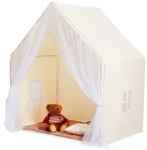 VEVOR Kids Play Tent, Kids Tent for Kids 1-5 Years Old, Toddler Tent with Mat and Tent Lamp, Tent for Kids with Windows for Indoor and Outdoor, Yurt Tent for Boys and Girls, Beige