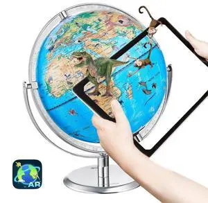 VEVOR  Educational Globe for Kids, 10 in/254 mm, Interactive AR World Globe with AR Golden Globe APP LED Night Lighting 720° Rotation, STEM Toy Gifts for Kids Compatible with Android or iOS Devices