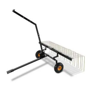 VEVOR  Tow Behind Dethatcher, 60-inch Tow Dethatcher with 24 Steel Tines, Lawn Dethatcher Rake for ATV or Mower, Tow Behind Lawn Rake with Lift Handle for Leaves, Pine Needles, and Grass