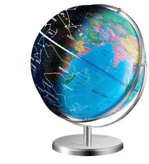 VEVOR Illuminated World Globe with Stand, 13 in/330.2 mm, Educational Earth Globe with Stable Heavy Metal Base and LED Constellation Night Light HD Printed Map, Spinning for Kids Classroom Learning