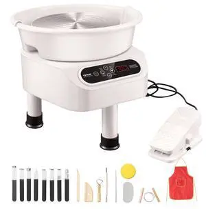 VEVOR Pottery Wheel, 10 inch Pottery Forming Machine, Direct Drive Ceramic Wheel with 3 Support Legs for DIY Art Craft, 350W Electric Wheel for Pottery with Foot Pedal and LCD Touch Screen, White