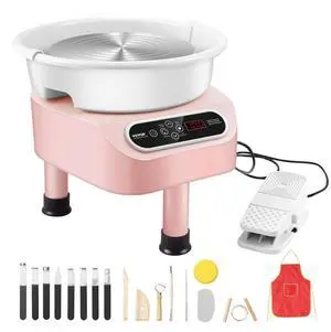 VEVOR Pottery Wheel, 350W Electric Wheel for Pottery with Foot Pedal and LCD Touch Screen,10 inch Pottery Forming Machine,  Direct Drive Ceramic Wheel with 3 Support Legs for DIY Art Craft, Pink