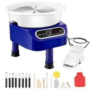 VEVOR Pottery Wheel, 11 inch Pottery Forming Machine, 450W Electric Wheel for Pottery with Foot Pedal and LCD Touch Screen, Direct Drive Ceramic Wheel with 3 Support Legs for DIY Art Craft, Blue