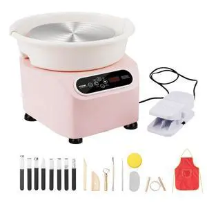 VEVOR Pottery Wheel, 11 inch Pottery Forming Machine, 350W Electric Wheel for Pottery with Foot Pedal and LCD Touch Screen, Direct Drive Ceramic Wheel with Shaping Tools for DIY Art Craft, Pink