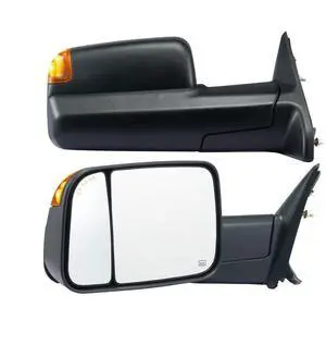 VEVOR  Towing Mirrors Fit for 2009-2018 Dodge Ram 1500, 2010-2018 Ram 2500 3500, Ram Classic 2019-2023 Power Heated with Signal Light & Puddle Light, Manual Controlling Flipping Folding, Black