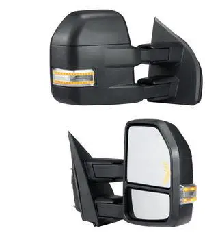 VEVOR  Towing Mirrors Fit for 2015-2018 Ford F150, Power Heated with Signal Light LED Arrow Signal Light & Puddle Light, Plane & Convex Glass, Manual Controlling Telescoping Folding, Black