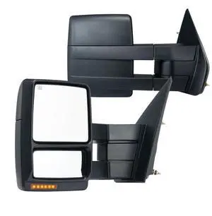 VEVOR Towing Mirrors, Left & Right Pair Set for 2004-2014 Ford F150, Power Heated with Signal Light & Puddle Light, Plane & Convex Glass, Manual Controlling Telescoping Folding, Heating Defrost, Black