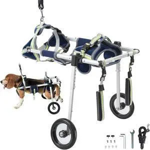 VEVOR 2 Wheels Dog Wheelchair for Back Legs, Pet Wheelchair Lightweight & Adjustable Assisting in Healing,  Dog Cart/Wheelchair for Injured, Disabled, Paralysis, Hind Limb Weak Pet(S)