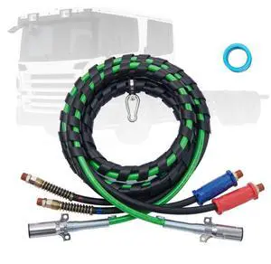VEVOR 15FT Semi Truck Air Lines Kit, 3-in-1 Air Hoses & ABS Power Line for Semi Truck Trailer Tractor, 7-Way Plug Electrical Cord Cable and Rubber Air Lines Hose Assembly Kit with Hook & Teflon Tape