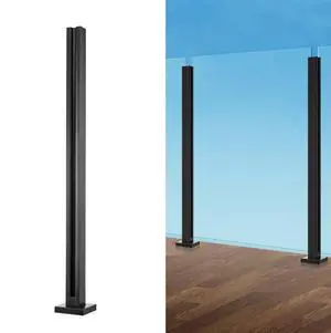 VEVOR Glass Clamp, 37.4" Height Glass Railing Bracket for 0.39 "-0.47 " Thickness Tempered Glass, 304 Stainless Steel Glass Mounting Clamp, Glass Shelf Bracket for Balcony, Garden, Deck, Stair, Black