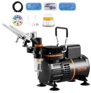 VEVOR  Airbrush Kit, Dual Fan Air Compressor Professional Airbrushing System Kit with 3 Airbrushes, Holder, Color Mixing Wheel, Cleaning Brush Set, Air Brush Set for Art Nail Cookie Tattoo Makeup Cake