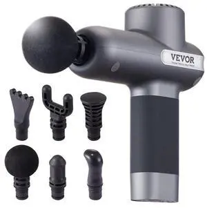 VEVOR Massage Gun Deep Tissue, Percussion Muscle Massager for Athletes - with 5 Speed Levels & 6 Massage Heads, 7.4V 2500mAh Batteries, Handheld Electric Massage Gun for Pain Relief, Muscle Relaxation
