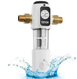 VEVOR Spin Down Filter, 40 Micron Whole House Sediment Filter for Well Water, 3/4" MNPT, 4 T/H High Flow Rate, for Whole House Water Filtration Systems, Well Water Sediment Filter