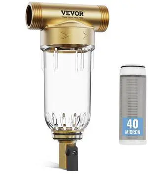 VEVOR Spin Down Filter, 40 Micron Whole House Sediment Filter for Well Water, 3/4" FNPT + 1" MNPT, 4 T/H High Flow Rate, for Whole House Water Filtration Systems, Well Water Sediment Filter