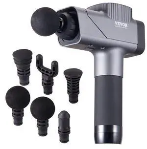VEVOR Massage Gun Deep Tissue, Percussion Muscle Massager for Athletes - with 8 Speed Levels & 6 Massage Heads, 16V 2500mAh Batteries, Handheld  Massage Gun for Pain Relief, Muscle Relaxation