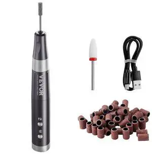 VEVOR Electric Cordless Nail Drill, 30,000RPM Variable-Speed Rechargeable Nail E File Machine, Portable Manicure Pedicure Polisher with 50PCS Sanding Bands for Dead Skin Removal, Nail Surface Smooth