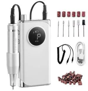 VEVOR  Electric Rechargeable Nail Drill, 40,000RPM Portable Cordless Nail E File Machine, LCD-Display Acrylic Gel Grinder Tool with 6 Bits and 50PCS Sanding Bands for Manicure Pedicure Carve Polish