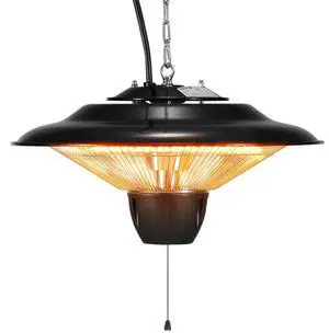 VEVOR Hanging Patio Heater, 1500W Outdoor/Indoor Electric Space Infrared Heater, IP34 Protection Ceiling Heater with 23.6 inch Pull Cord & 20 inch Adjustable Chain, for Porch,Patio,Dining Room,Studio