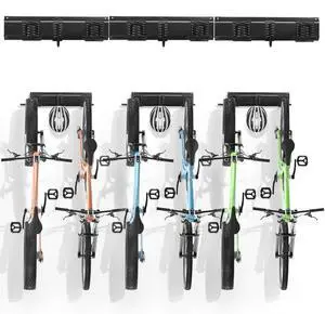 VEVOR Bike Storage Rack, 6 Bike Racks and 3 Helmets Hooks, Wall Mount Bike Storage Hanger, Home & Garage Organizer, Customizable for Various Bike Sizes, Adjustable Holder, Holds Up to 300 lbs, 48-inch