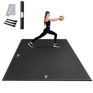 VEVOR Exercise Mat, Non Slip High Density Premium Yoga Mat, Exercise Yoga Mat for Men & Women, Fitness & Exercise Mat with Bag & Carry Strap, for All Types of Home Yoga, Pilate & Floor Workout (7x5ft)