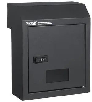 VEVOR Through The Door Key Drop Box, Heavy Duty Steel Through the Door Mailbox with 12" Combination Lock, Mail Drop Box, Dark Gray