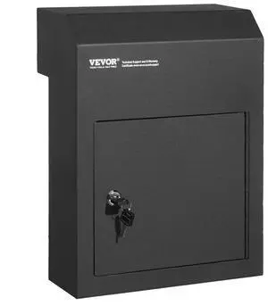 VEVOR Through The Door Key Drop Box, Heavy Duty Steel Through the Door Mailbox with 1.8" 12" Key Lock, 12x6x16" Mail Drop Box, Black