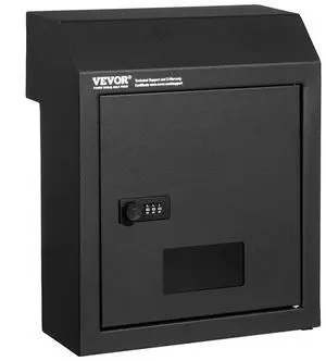 VEVOR Through The Door Key Drop Box, Heavy Duty Steel Through the Door Mailbox with 12" Combination Lock, Mail Drop Box, Black