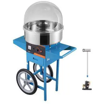 VEVOR  Electric Cotton Candy Machine with Cart, 1000W Commercial Candy Floss Maker with Cover, Stainless Steel Bowl, Sugar Scoop and Drawer, Perfect for Home, Kids Birthday, Family Party, Blue