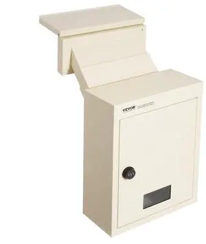 VEVOR Through The Wall Drop Box, Heavy Duty Steel Through the Wall Mailbox with 2.8-7.9" 13" Combination Lock, 12.5x6.3x16.9" Mail Drop Box, Beige