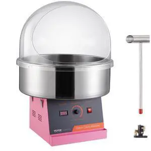 VEVOR  Electric Cotton Candy Machine, 1000W Candy Floss Maker, Commercial Cotton Candy Machine with Cover, Stainless Steel Bowl, and Sugar Scoop, Perfect for Home Kids Birthday, Family Party (Pink)