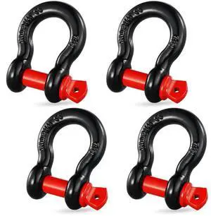 VEVOR 5/8" D-Ring Shackle, 4 Pack Alloy Steel Shackles 28660 lbs (13 Ton) Break Strength with 3/4" Screw Pin, Heavy Duty Off Road Vehicle Recovery Shackle, Towing Accessories for Jeep Truck, Black