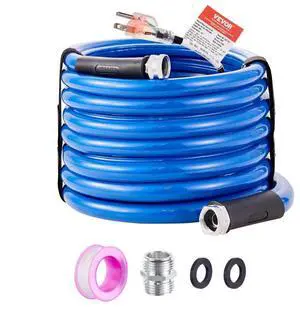 VEVOR 30ft Heated Water Hose for RV, Heated Drinking Water Hose Antifreeze to -45°F, Automatic Self-regulating, 5/8" I.D. with 3/4" GHT Adapter, Lead and BPA Free