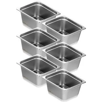 VEVOR 6 Pack Hotel Pans, 1/2 Size Anti-Jam Steam Pan, 0.8mm Thick Stainless Steel Restaurant Steam Table Pan, 6-Inch Deep Commercial Table Pan, Catering Storage Food Pan, for Industrial & Scientific