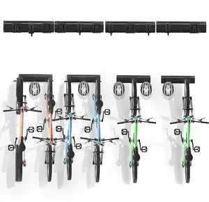 VEVOR Bike Storage Rack, 6 Bike Racks and 5 Helmets Hooks, Wall Mount Bike Storage Hanger, Home & Garage Organizer, Customizable for Various Bike Sizes, Adjustable Holder, Holds Up to 300 lbs, 64-inch
