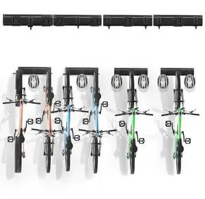VEVOR Bike Storage Rack, 6 Bike Racks and 6 Helmets Hooks, Wall Mount Bike Storage Hanger, Home & Garage Organizer, Customizable for Various Bike Sizes, Adjustable Holder, Holds Up to 300 lbs, 68-inch