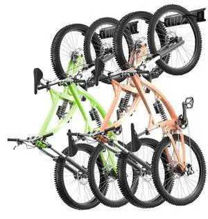 VEVOR Bike Storage Rack, 4 Bike Racks and 2 Helmets Hooks, Wall Mount Bike Storage Hanger, Home & Garage Organizer, Customizable for Various Bike Sizes, Adjustable Holder, Holds Up to 200 lbs, 36-inch