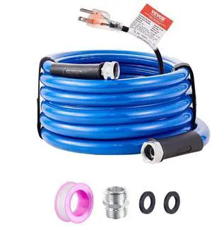 VEVOR 15ft Heated Water Hose for RV, Heated Drinking Water Hose Antifreeze to -45°F, Automatic Self-regulating, 5/8" I.D. with 3/4" GHT Adapter, Lead and BPA Free