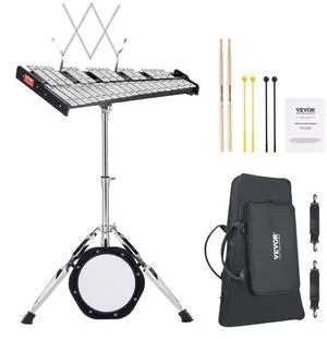 VEVOR  32 Note Glockenspiel Xylophone Bell Kit, Professional Percussion Instrument Set with Mallets, Drum Sticks, Music Stand,  8" Practice Pad, Adjustable Stand and Carrying Bag for Students & Adults